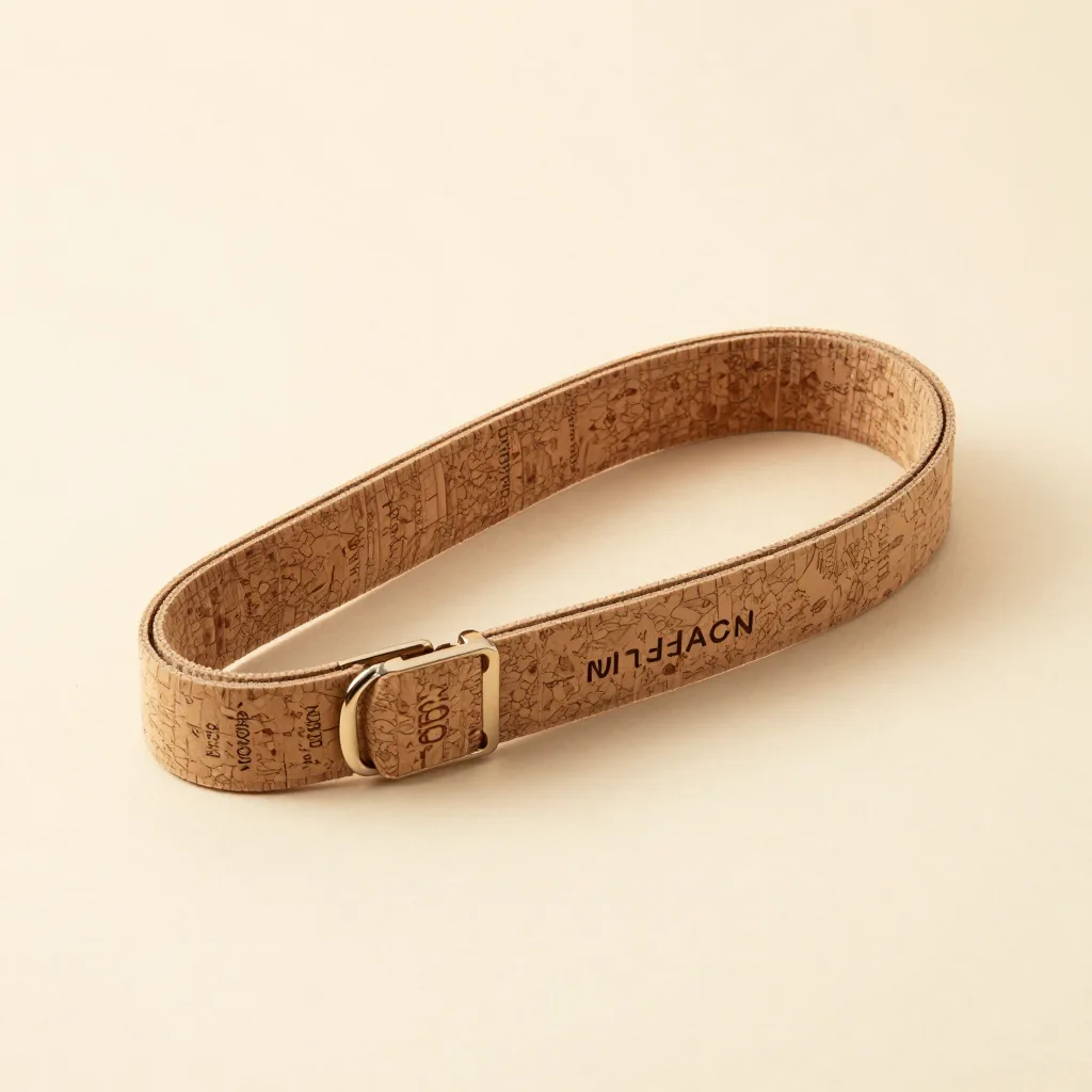 A cork yoga strap on a light background